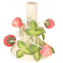 Artikel Kerzenständer Metall Erdbeer Deko Sommer Creme H13cm