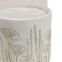 Artikel Kerzenständer Windlicht Glas mit Sockel aus Beton Ø17cm H32cm Weiss