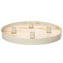 Artikel Kerzentablett rund aus Holz für 4 Stabkerzen 30 cm natur
