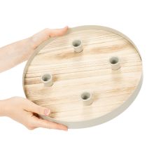 Artikel Kerzentablett rund aus Holz für 4 Stabkerzen 30 cm natur
