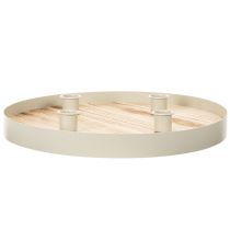 Artikel Kerzentablett rund aus Holz für 4 Stabkerzen 30 cm natur