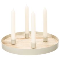 Artikel Kerzentablett rund aus Holz für 4 Stabkerzen 30 cm natur