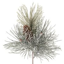 Artikel Künstlicher Kiefernzweig mit Zapfen 40 cm winterlich grün-weiss