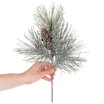Artikel Künstlicher Kiefernzweig mit Zapfen 40 cm winterlich grün-weiss