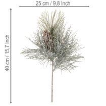 Artikel Künstlicher Kiefernzweig mit Zapfen 40 cm winterlich grün-weiss