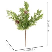 Artikel Künstlicher Kiefernzweig mit Zapfen beschneit 28 cm Grün 6 Stück
