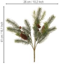Artikel Künstlicher Tannenzweig mit Zapfen aus Kunststoff, 41 cm, grün