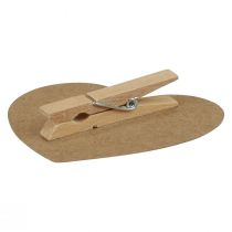 Artikel Kraftpapier Herzklammern mit Spruch, Holzklammer, 7 cm, 48 Stück