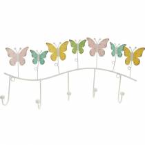 Artikel Frühlingsdekoration, Hakenleiste mit Schmetterlingen, Metalldeko, Deko-Garderobe 36cm