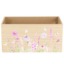Artikel Holzbox mit Blumen- und Schmetterlingsmotiv, 30x18cm, Naturholz, Dekoration und Aufbewahrung