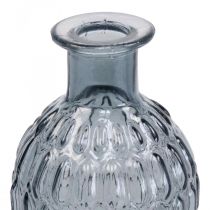 Kleine Glasvase Vase Wabenoptik Glas Blaugrau H20cm 6St