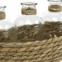 Artikel Deko-Korb aus Seegras mit 3 Glasflaschen, Natur, 22×11,5×14cm