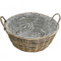 Artikel Weidenkorb mit Griffen Ø51 cm Natur/Weiß, XL Pflanzschale mit Folie, Landhausstil