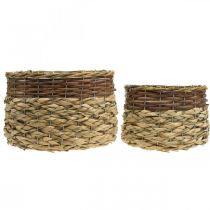 Artikel 2er-Set Pflanzschalen aus natürlichem Weidengeflecht, oval, 30/22 cm, mit Pflanzfolie