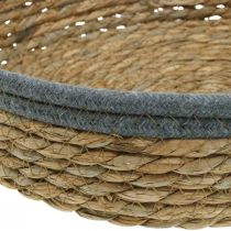 Artikel Rundes Korbtablett-Set aus Schilf, 3er-Set Ø33/30/25 cm, Natur Braun Grau, für Dekoration und Pflanzen