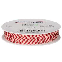 Artikel Kordel aus Polyester mit Zickzack-Muster, 3 mm, Rot-Weiss, 20 m Rolle