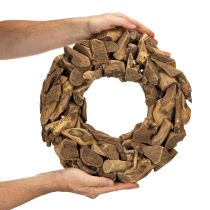 Artikel Dekokranz aus Holz, rund, Durchmesser 35 cm, naturbraun