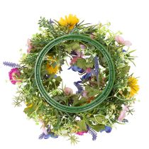 Artikel Türkranz aus künstlichen Frühlingsblumen, 30 cm, Gelb, Rosa, Lila und Grün