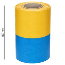 Artikel Kranzband Moiré 150 mm Blau-Gelb – Dekoband für Trauerkränze und Feierlichkeiten