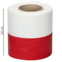 Artikel Kranzband Taft Moiré 100 mm Weiss-Rot für Dekoration und Gedenkkränze