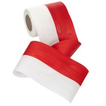Artikel Kranzband Moiré 125mm Weiss-Rot aus Acetat – Trauer- und Dekorationsband 25m Rolle