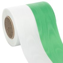Artikel Kranzbänder Moiré grün-weiß 100mm 25m - Nationalband, Taftbindung, Schleifenband, Dekoband