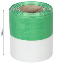 Artikel Kranzband Taftbindung 100mm x 25m grün-weiss Moiré für Gestecke und Dekoration