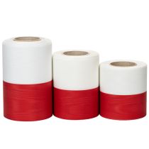 Artikel Kranzband Moiré aus Acetat, 25m, Weiss-Rot, Verschiedene Breiten