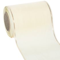 Artikel Kranzband Supersatin Creme mit Goldkante 125mm x 25m Wasserfest für Dekoration