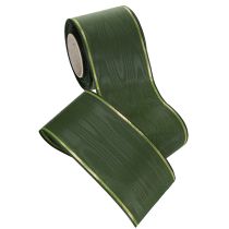 Artikel Kranzband Polyester Dunkelgrün mit Goldkante 75mm x 25m – Für Trauerschleifen und Floristik