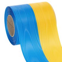Artikel Kranzband Moiré Blau-Gelb 100 mm aus Acetat für Dekoration und Kränze