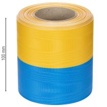 Artikel Kranzband Moiré Blau-Gelb 100 mm aus Acetat für Dekoration und Kränze