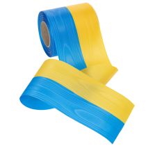 Artikel Kranzband Moiré Blau-Gelb 100 mm aus Acetat für Dekoration und Kränze