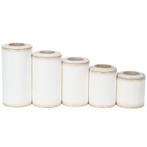 Artikel Weisses Moiré-Schleifenband mit Goldrand, Textil, 5 Grössen, wasserfest, für Kränze und Gestecke