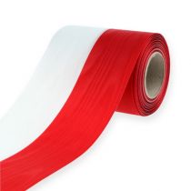 Artikel Kranzbänder Moiré Weiß-Rot 100 mm