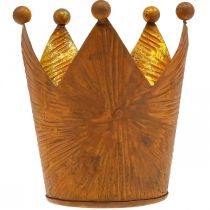 Artikel Teelichthalter Krone Rost Gold Optik Metall Deko H11cm