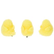 Artikel Dekorationskücken aus Kunststoff mit Plüschüberzug, gelb, 7 cm, 6er Set, für Osterdeko draussen und drinnen