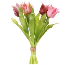 Artikel Künstliche Tulpen Kronentulpen Lila Rosa 7er Bund 34cm