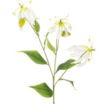 Artikel Künstlicher Gloriosa Blütenzweig weiss gelb aus Kunststoff und Stoff 80 cm 3er-Set