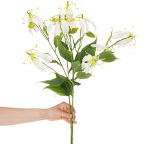 Artikel Künstlicher Gloriosa Blütenzweig weiss gelb aus Kunststoff und Stoff 80 cm 3er-Set