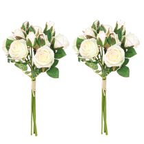 Artikel Künstliche Rosen aus Seidenmaterial, Bund 36 cm, Creme, 12 Stiele
