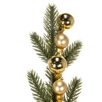 Artikel Künstlicher Tannenzweig mit goldfarbenen Mini-Christbaumkugeln, 46 cm, 2 Stück