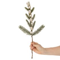 Artikel Künstlicher Tannenzweig mit weissen Mini-Christbaumkugeln, 46 cm, 2 Stück für Weihnachtsdekoration