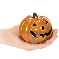 Artikel Keramikkürbis mit LED Beleuchtung 10cm Orange für Halloween