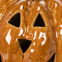 Artikel Keramik Kürbis 15 cm, orange, mit LED-Beleuchtung für Halloween