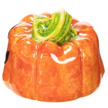 Artikel Deko-Kürbis aus Keramik mit Gesicht, 8 cm, Orange-Grün
