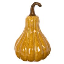 Artikel Deko-Kürbis aus Keramik 18cm Dunkelgelb mit Braun