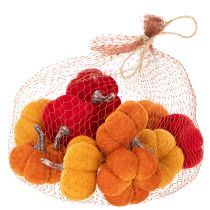 Artikel Deko Kürbis Set aus Samt, 5 cm, Rot, Orange, Gelb, 12 Stück