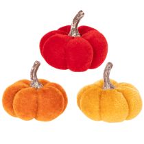 Artikel Deko Kürbis Set aus Samt, 5 cm, Rot, Orange, Gelb, 12 Stück