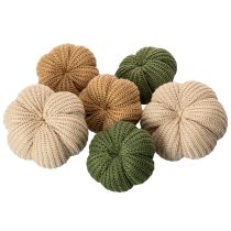 Artikel Gestrickte Deko-Kürbisse 10 cm und 8 cm 6er-Set Braun, Beige, Grün
